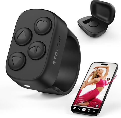 Stouchi Bluetooth 5.4 Scrolling Ring for TikTok, Rock-solid Connection, 100Hrs Battery, Comfort Wear Fingertip Wireless Bluetooth Remote Control, Compatible with iPhone, iPad and Android Phones/Tablet in Kuwait