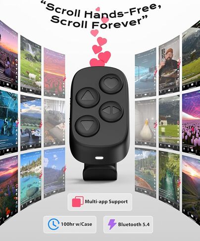 Stouchi Bluetooth 5.4 Scrolling Ring for TikTok, Rock-solid Connection, 100Hrs Battery, Comfort Wear Fingertip Wireless Bluetooth Remote Control, Compatible with iPhone, iPad and Android Phones/Tablet in Kuwait