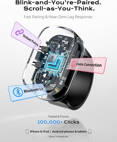 Stouchi Bluetooth 5.4 Scrolling Ring for TikTok, Rock-solid Connection, 100Hrs Battery, Comfort Wear Fingertip Wireless Bluetooth Remote Control, Compatible with iPhone, iPad and Android Phones/Tablet in Kuwait