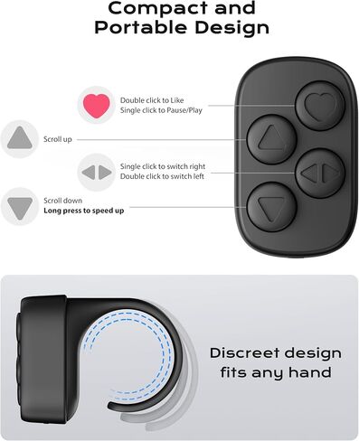 Stouchi Bluetooth 5.4 Scrolling Ring for TikTok, Rock-solid Connection, 100Hrs Battery, Comfort Wear Fingertip Wireless Bluetooth Remote Control, Compatible with iPhone, iPad and Android Phones/Tablet in Kuwait