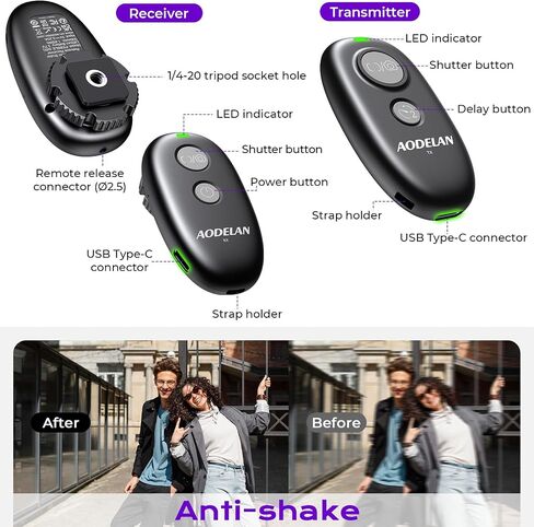 for Sony Camera Rechargeable Remote Shutter Release - AODELAN Wireless & Wired Remote Control for Sony A7 IV, A7R V, A7S III, A9 III, FX3, FX2,A1, A1 II, RX100 VI, RX10 IV, A7RIVA, A7RIIIA, A9 II in Kuwait