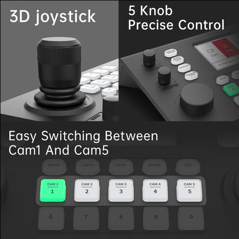 Hsility PTZ Controller Camera Controller POE Network 4D Joystick Decoding Keyboard Indoor with 5 Inch LCD Screen, 480p in Kuwait
