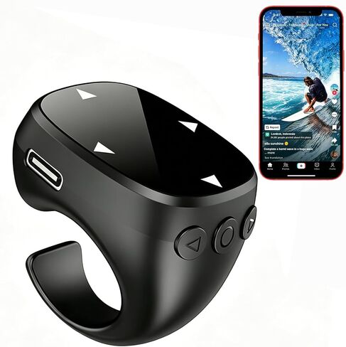 Tiktok Scrolling Ring,Air Finger Ring Mouse with a Touchpad, Portable Handheld Bluetooth 5.3 Wireless Scroller Remote Control Page Turner for i-Phone/i-Pad/Android/PC/Camera/Video Recording/Kindle App in Kuwait