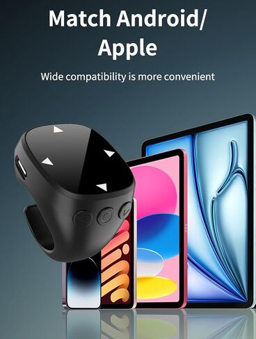 Tiktok Scrolling Ring,Air Finger Ring Mouse with a Touchpad, Portable Handheld Bluetooth 5.3 Wireless Scroller Remote Control Page Turner for i-Phone/i-Pad/Android/PC/Camera/Video Recording/Kindle App in Kuwait