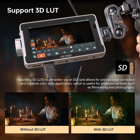 VILTROX DC-V1 Touchscreen Camera Video Monitor, 5.5 Inch 4K HDMI in/Out Video Field Monitor Kit with Sunshade Hood, Support Battery and USB-C, 3D LUT, HDR, 1920X1080（DC-550 Lite Upgrade, White） in Kuwait
