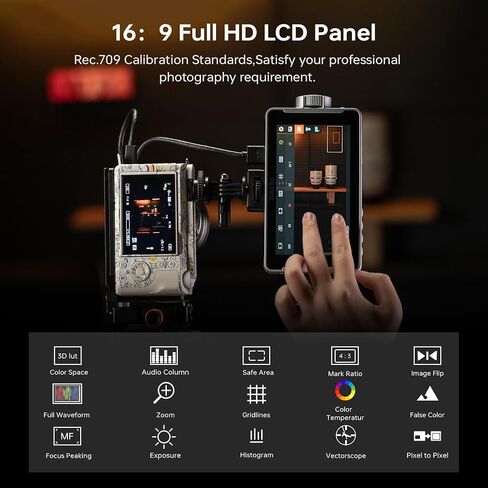 VILTROX DC-V1 Touchscreen Camera Video Monitor, 5.5 Inch 4K HDMI in/Out Video Field Monitor Kit with Sunshade Hood, Support Battery and USB-C, 3D LUT, HDR, 1920X1080（DC-550 Lite Upgrade, White） in Kuwait