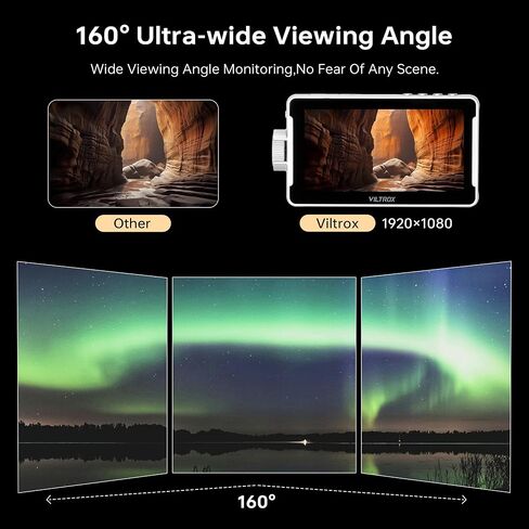 VILTROX DC-V1 Touchscreen Camera Video Monitor, 5.5 Inch 4K HDMI in/Out Video Field Monitor Kit with Sunshade Hood, Support Battery and USB-C, 3D LUT, HDR, 1920X1080（DC-550 Lite Upgrade, White） in Kuwait