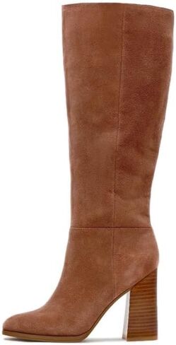 Knee High Boots Women Round Toe Fall Chunky Block High Heel Tall Long Fashion Boot Side Zipper in Kuwait