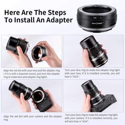 K&F Concept Lens Mount Adapter OM-L Manual Focus Compatible with Olympus OM SLR Lens to L Mount Camera Body in Kuwait