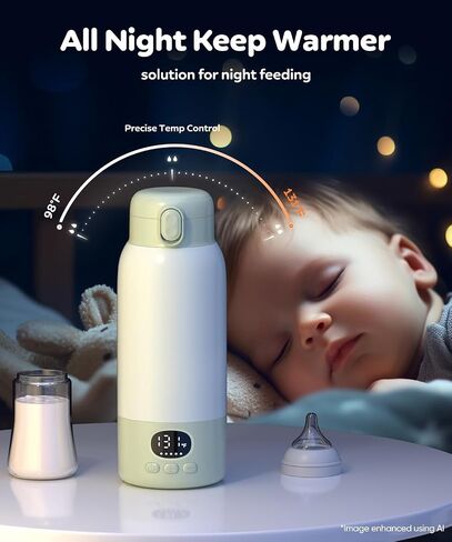 Portable Bottle Warmer for Travel, 45W Fast Charging Milk Warmer 17oz | Large Capacity, Fast Heating Breast Milk Warmer, Long Battery Life, Precise Temp Control for Car, Outdoor in Kuwait