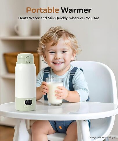 Portable Bottle Warmer for Travel, 45W Fast Charging Milk Warmer 17oz | Large Capacity, Fast Heating Breast Milk Warmer, Long Battery Life, Precise Temp Control for Car, Outdoor in Kuwait