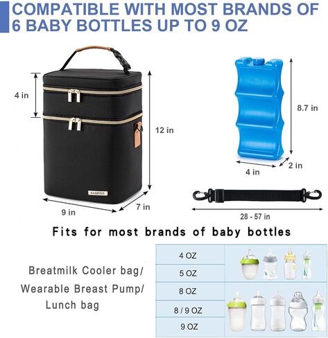 Breastmilk Cooler Bag with Ice Pack Fits 6 Baby Bottles Up to 9 Ounce in Kuwait