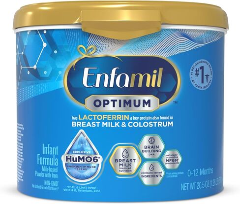 Enfamil Optimum (Enspire), Our Closest Formula to Breast Milk, Immune-Supporting Lactoferrin and Brain-Building DHA Baby Formula, Powder 20.5 Oz Tub in Kuwait