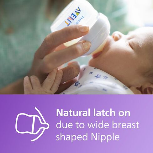 Philips Avent Natural Baby Bottles, First Flow, 2 oz, BPA-Free, 2-Pack | Baby-Controlled Flow, No-Drip Design, Reduces Colic and Gas with Anti-Colic Valve, Natural Latch-On, SCF019/25 in Kuwait