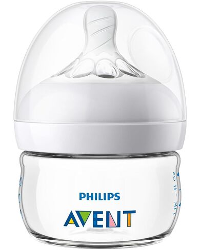 Philips Avent Natural Baby Bottles, First Flow, 2 oz, BPA-Free, 2-Pack | Baby-Controlled Flow, No-Drip Design, Reduces Colic and Gas with Anti-Colic Valve, Natural Latch-On, SCF019/25 in Kuwait