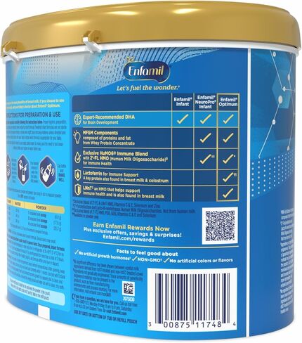 Enfamil Optimum (Enspire), Our Closest Formula to Breast Milk, Immune-Supporting Lactoferrin and Brain-Building DHA Baby Formula, Powder 20.5 Oz Tub in Kuwait