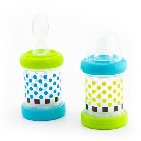 Sassy Baby Food Nurser – 4+ Months Set of 2- 4oz 100% Silicone Nipple and Spoon BPA-Free (30182) in Kuwait
