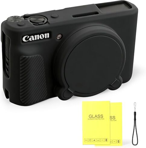 Silicone Camera Case for Canon PowerShot SX740 / SX730 HS Digital Camera, Soft Silicone Protective Case, Removable Lens Cover with 2 x Tempered Glass Protectors & 1 x Wrist Strap (Pink) in Kuwait
