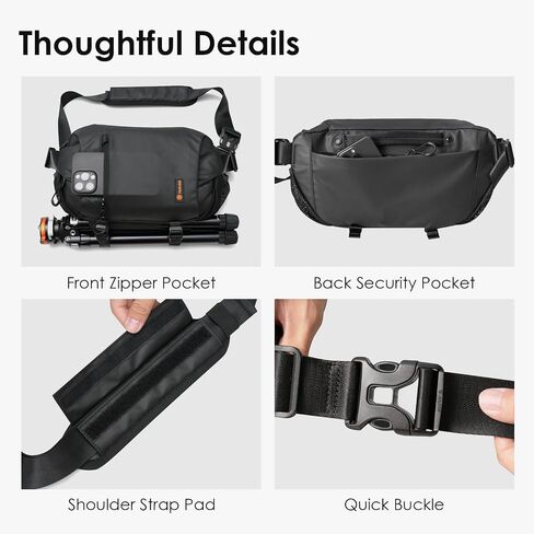 TARION Urban Camera Shoulder Sling Bag Compact 5.5L XProber | Expandable Wet/Dry Separation Pocket, Waterproof, Bottom Tripod Strap, for Mirrorless Cameras, Outdoor Photography in Kuwait
