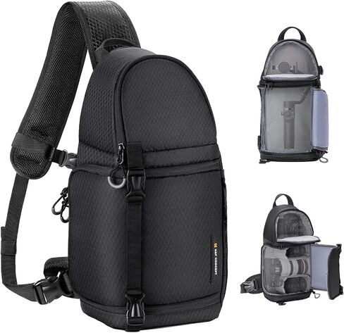 K&F CONCEPT Camera Sling Bag, DSLR/SLR/Mirrorless Camera Backpack | Shockproof Photography Bag with Tripod Holder & Removable Modular Inserts, Compatible with Canon/Nikon/Sony/Fuji, BS11 in Kuwait