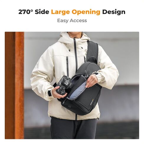 K&F CONCEPT Camera Sling Bag, DSLR/SLR/Mirrorless Camera Backpack | Shockproof Photography Bag with Tripod Holder & Removable Modular Inserts, Compatible with Canon/Nikon/Sony/Fuji, BS11 in Kuwait