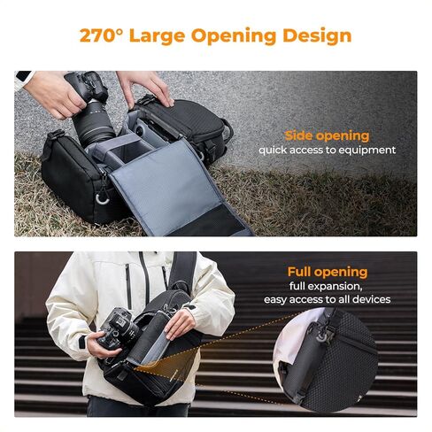 K&F CONCEPT Camera Sling Bag, DSLR/SLR/Mirrorless Camera Backpack | Shockproof Photography Bag with Tripod Holder & Removable Modular Inserts, Compatible with Canon/Nikon/Sony/Fuji, BS11 in Kuwait