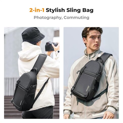 K&F CONCEPT Camera Sling Bag, DSLR/SLR/Mirrorless Camera Backpack | Shockproof Photography Bag with Tripod Holder & Removable Modular Inserts, Compatible with Canon/Nikon/Sony/Fuji, BS11 in Kuwait