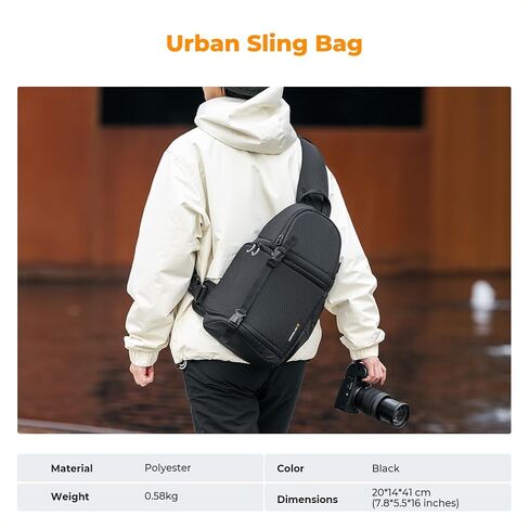 K&F CONCEPT Camera Sling Bag, DSLR/SLR/Mirrorless Camera Backpack | Shockproof Photography Bag with Tripod Holder & Removable Modular Inserts, Compatible with Canon/Nikon/Sony/Fuji, BS11 in Kuwait