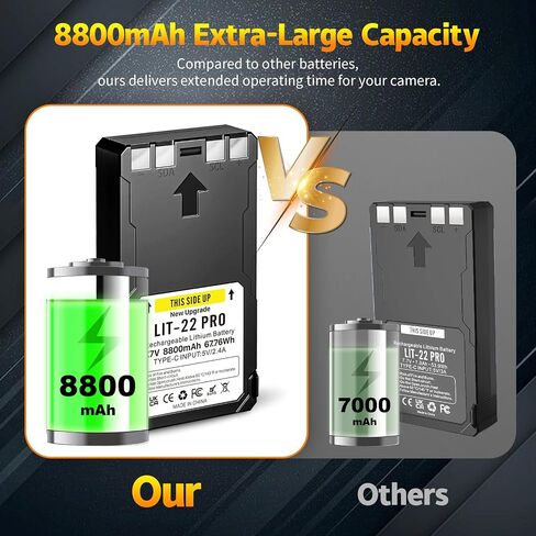 2 Pack LIT-22 Rechargeable Lithium Battery for SPYPOINT Trail Camera | 8800mAh 7.7V Battery Compatible with Flex-M, F lex-S, FLEX-G36, Flex-Plus Cellular Trail Cameras Includes Type-C Cable in Kuwait
