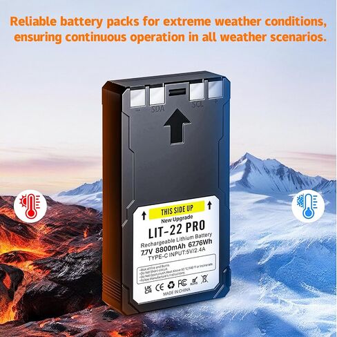 2 Pack LIT-22 Rechargeable Lithium Battery for SPYPOINT Trail Camera | 8800mAh 7.7V Battery Compatible with Flex-M, F lex-S, FLEX-G36, Flex-Plus Cellular Trail Cameras Includes Type-C Cable in Kuwait