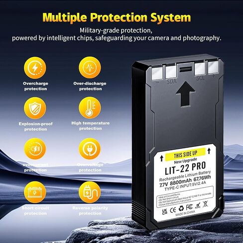 2 Pack LIT-22 Rechargeable Lithium Battery for SPYPOINT Trail Camera | 8800mAh 7.7V Battery Compatible with Flex-M, F lex-S, FLEX-G36, Flex-Plus Cellular Trail Cameras Includes Type-C Cable in Kuwait