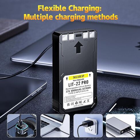 2 Pack LIT-22 Rechargeable Lithium Battery for SPYPOINT Trail Camera | 8800mAh 7.7V Battery Compatible with Flex-M, F lex-S, FLEX-G36, Flex-Plus Cellular Trail Cameras Includes Type-C Cable in Kuwait