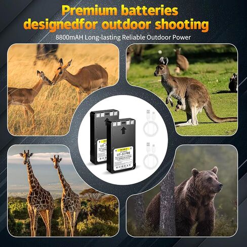 2 Pack LIT-22 Rechargeable Lithium Battery for SPYPOINT Trail Camera | 8800mAh 7.7V Battery Compatible with Flex-M, F lex-S, FLEX-G36, Flex-Plus Cellular Trail Cameras Includes Type-C Cable in Kuwait