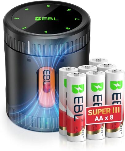 EBL Rechargeable AA Batteries Lithium with Charging Case | Mercury-Free, 40% Lighter, Double AA Battery for High-Drain Devices, 3000mwh 1.5V Constant Voltage, 1600 Cycles Long Lasting in Kuwait