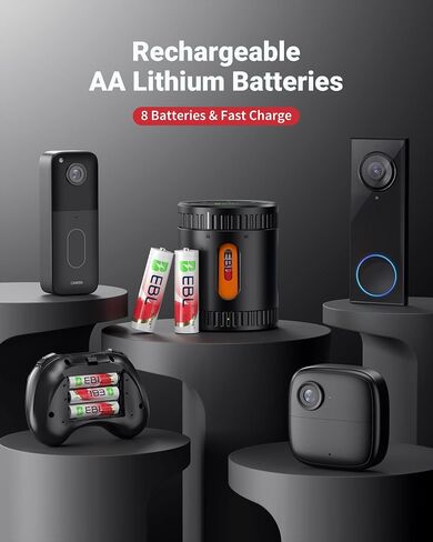 EBL Rechargeable AA Batteries Lithium with Charging Case | Mercury-Free, 40% Lighter, Double AA Battery for High-Drain Devices, 3000mwh 1.5V Constant Voltage, 1600 Cycles Long Lasting in Kuwait