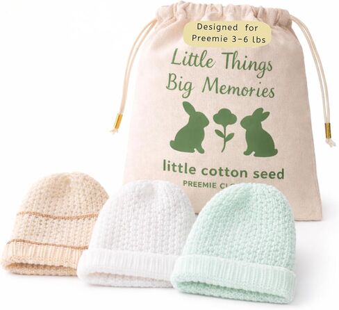 Preemie Knit Hat Set (3 Pack) – NICU Baby Caps for Premature & Micro Preemie 3–6 lbs –Handmade Hospital Small Hats in Kuwait