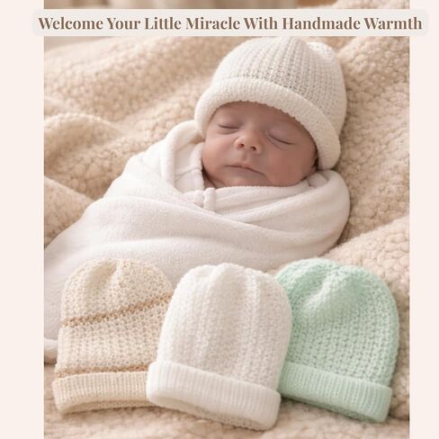 Preemie Knit Hat Set (3 Pack) – NICU Baby Caps for Premature & Micro Preemie 3–6 lbs –Handmade Hospital Small Hats in Kuwait