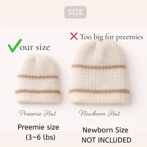 Preemie Knit Hat Set (3 Pack) – NICU Baby Caps for Premature & Micro Preemie 3–6 lbs –Handmade Hospital Small Hats in Kuwait