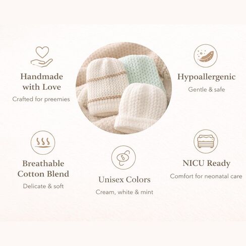 Preemie Knit Hat Set (3 Pack) – NICU Baby Caps for Premature & Micro Preemie 3–6 lbs –Handmade Hospital Small Hats in Kuwait
