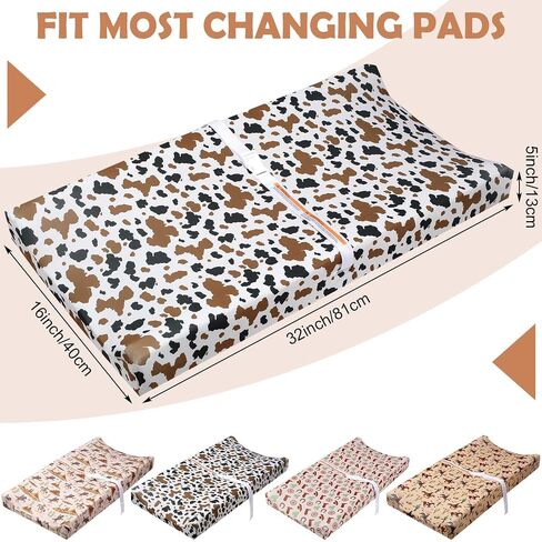 CroBlissful 4 Pcs Western Cowboy Changing Pad Covers Diaper Change Table Cover for Newborn 32 x 16 x 5 Inch Stretchy Crib Sheet for Nursery Soft Breathable Comfortable in Kuwait