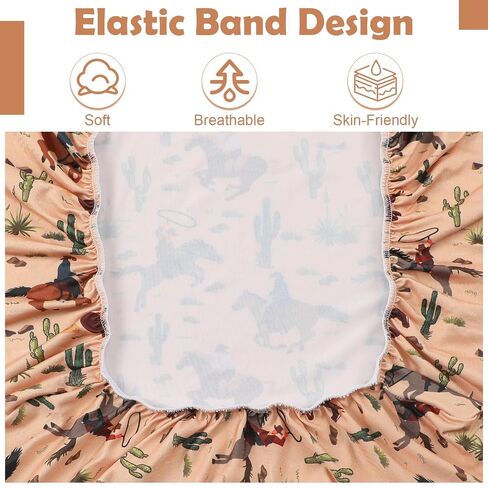 CroBlissful 4 Pcs Western Cowboy Changing Pad Covers Diaper Change Table Cover for Newborn 32 x 16 x 5 Inch Stretchy Crib Sheet for Nursery Soft Breathable Comfortable in Kuwait