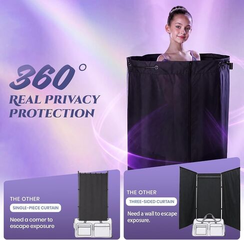 Fanwoli Changing Room System for Dance Bag with Rack, Anti-Tilt, 3rd Gen | Compatible Only with Fanwoli|360° Privacy Curtain|Dual-Side Zipper|10-Second Setup|Foldable Storage|Max height: 5.4 ft in Kuwait