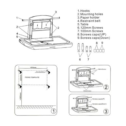 Baby Changing Station Wall Mounted: Horizontal Diaper Changing Table Foldable Diaper Tables with Safety Strap, ADA Complaint for Commercial Bathroom/Nursery/Public Restroom in Kuwait
