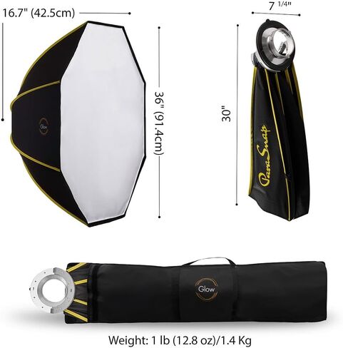 Glow ParaSnap 36" Octa SterlingFibre Bowens Mount Softbox with Advanced Open & Close System, this Parabolic Softbox with Quick Speedring is ideal Speedlight Softbox in Kuwait