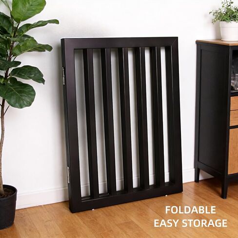 Dog Gate Indoor, Freestanding Dog Fence for The House, Doorways, Hallways,or Stairs,Pet Gate Foldable Wooden,Expandable 24" Height 3 Panels,Black in Kuwait
