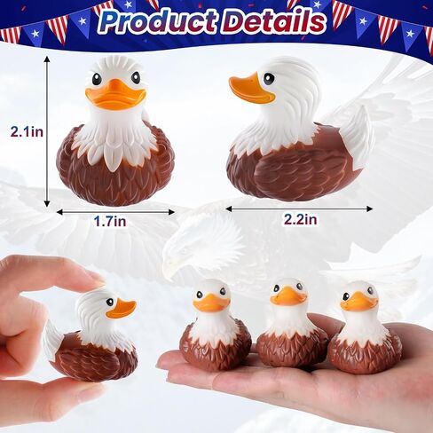 12 Pcs Bald Eagle Rubber Ducks, Patriotic 4th of July Ducks for Ducking | Memorial Day Gifts for Kids Veterans, Jeep Cruise Party Favors, Independence Day American Duckies, Car Dashboard Collection in Kuwait