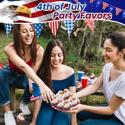 12 Pcs Bald Eagle Rubber Ducks, Patriotic 4th of July Ducks for Ducking | Memorial Day Gifts for Kids Veterans, Jeep Cruise Party Favors, Independence Day American Duckies, Car Dashboard Collection in Kuwait