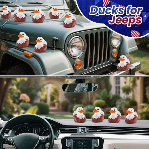 12 Pcs Bald Eagle Rubber Ducks, Patriotic 4th of July Ducks for Ducking | Memorial Day Gifts for Kids Veterans, Jeep Cruise Party Favors, Independence Day American Duckies, Car Dashboard Collection in Kuwait