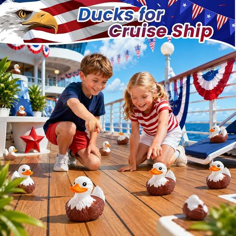 12 Pcs Bald Eagle Rubber Ducks, Patriotic 4th of July Ducks for Ducking | Memorial Day Gifts for Kids Veterans, Jeep Cruise Party Favors, Independence Day American Duckies, Car Dashboard Collection in Kuwait