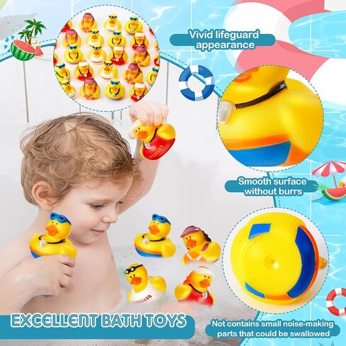 Deekin 24 Pcs Lifeguard Rubber Ducks 2 Inch Bath Ducks for Cruise Ships, Hide Baby Shower Birthday Party Favors, Beach Pool Gift in Kuwait